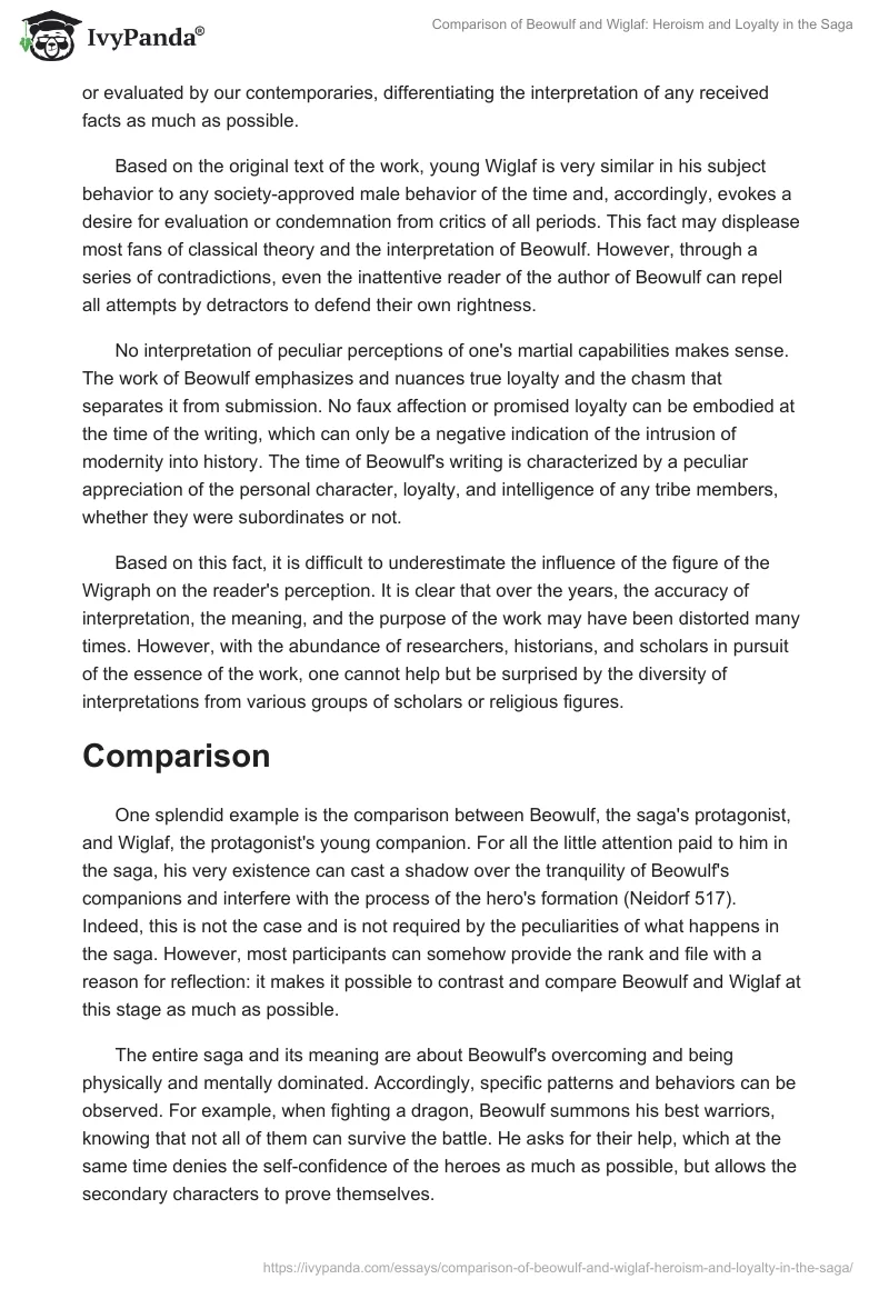 Comparison of Beowulf and Wiglaf: Heroism and Loyalty in the Saga. Page 2