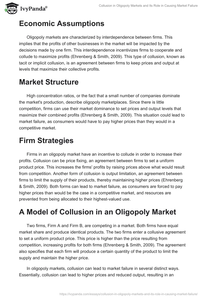 Collusion in Oligopoly Markets and Its Role in Causing Market Failure. Page 2