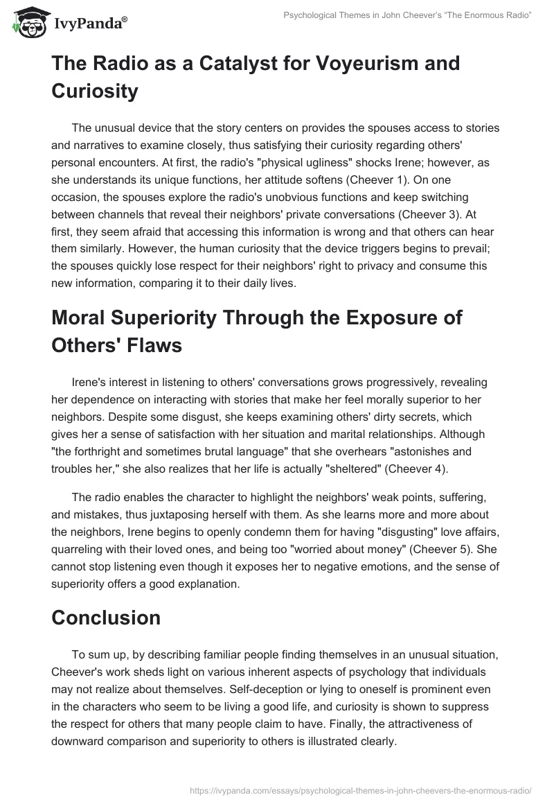 Psychological Themes in John Cheever’s “The Enormous Radio”. Page 2