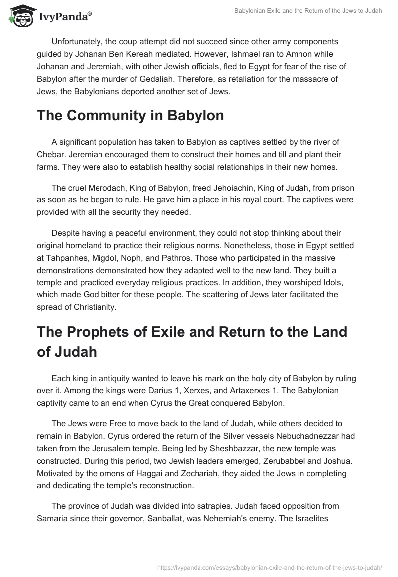 Babylonian Exile and the Return of the Jews to Judah. Page 2