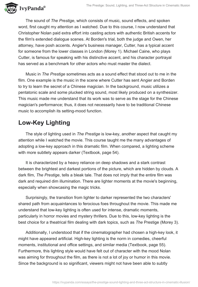 The Prestige: Sound, Lighting, and Three-Act Structure in Cinematic Illusion. Page 2