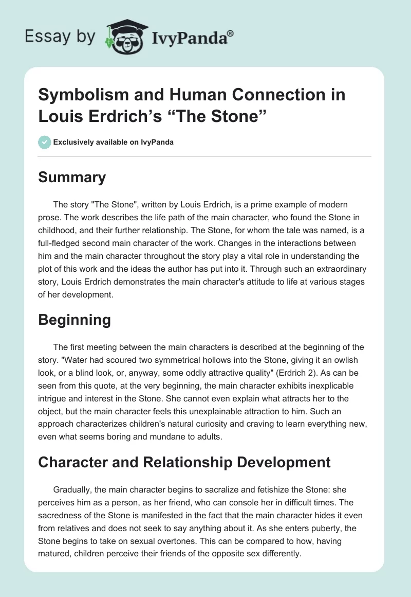 Symbolism and Human Connection in Louis Erdrich’s “The Stone”. Page 1