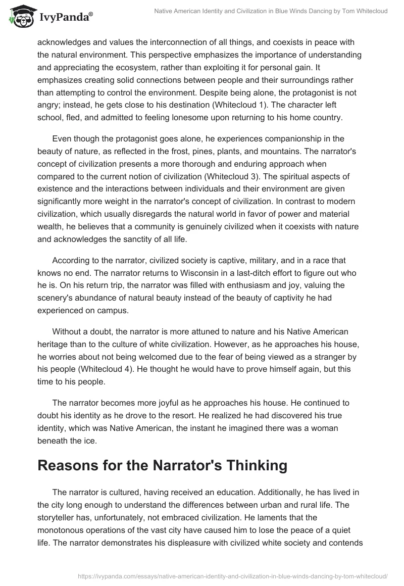 Native American Identity and Civilization in Blue Winds Dancing by Tom Whitecloud. Page 2