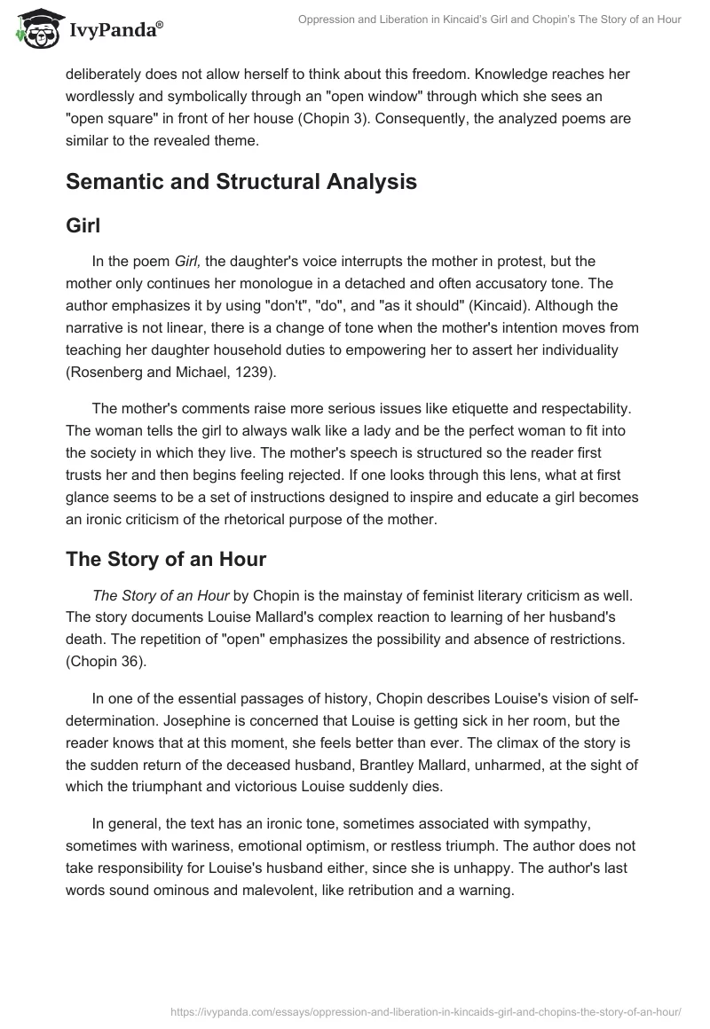 Oppression and Liberation in Kincaid’s Girl and Chopin’s The Story of an Hour. Page 2