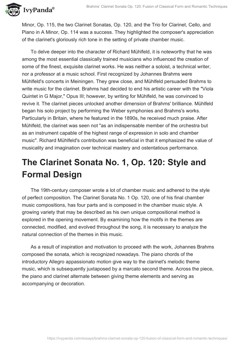Brahms’ Clarinet Sonata Op. 120: Fusion of Classical Form and Romantic Techniques. Page 2