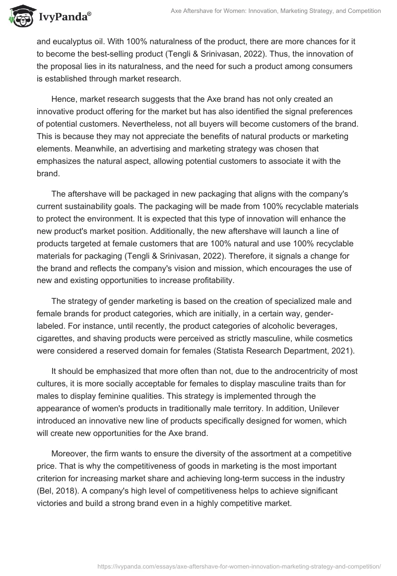 Axe Aftershave for Women: Innovation, Marketing Strategy, and Competition. Page 2