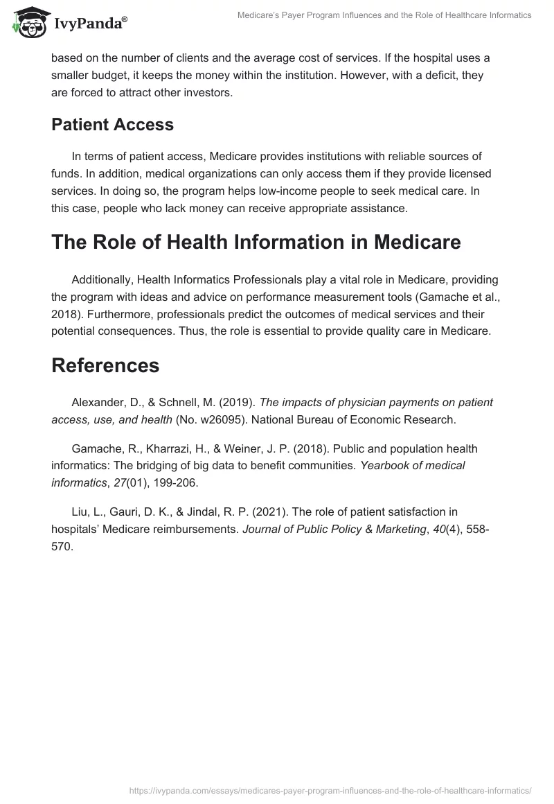 Medicare’s Payer Program Influences and the Role of Healthcare Informatics. Page 2