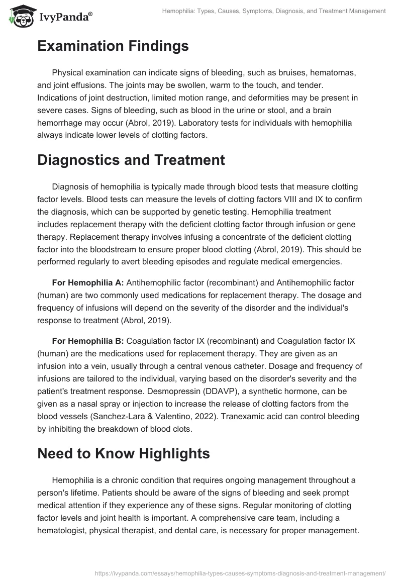 Hemophilia: Types, Causes, Symptoms, Diagnosis, and Treatment Management. Page 2