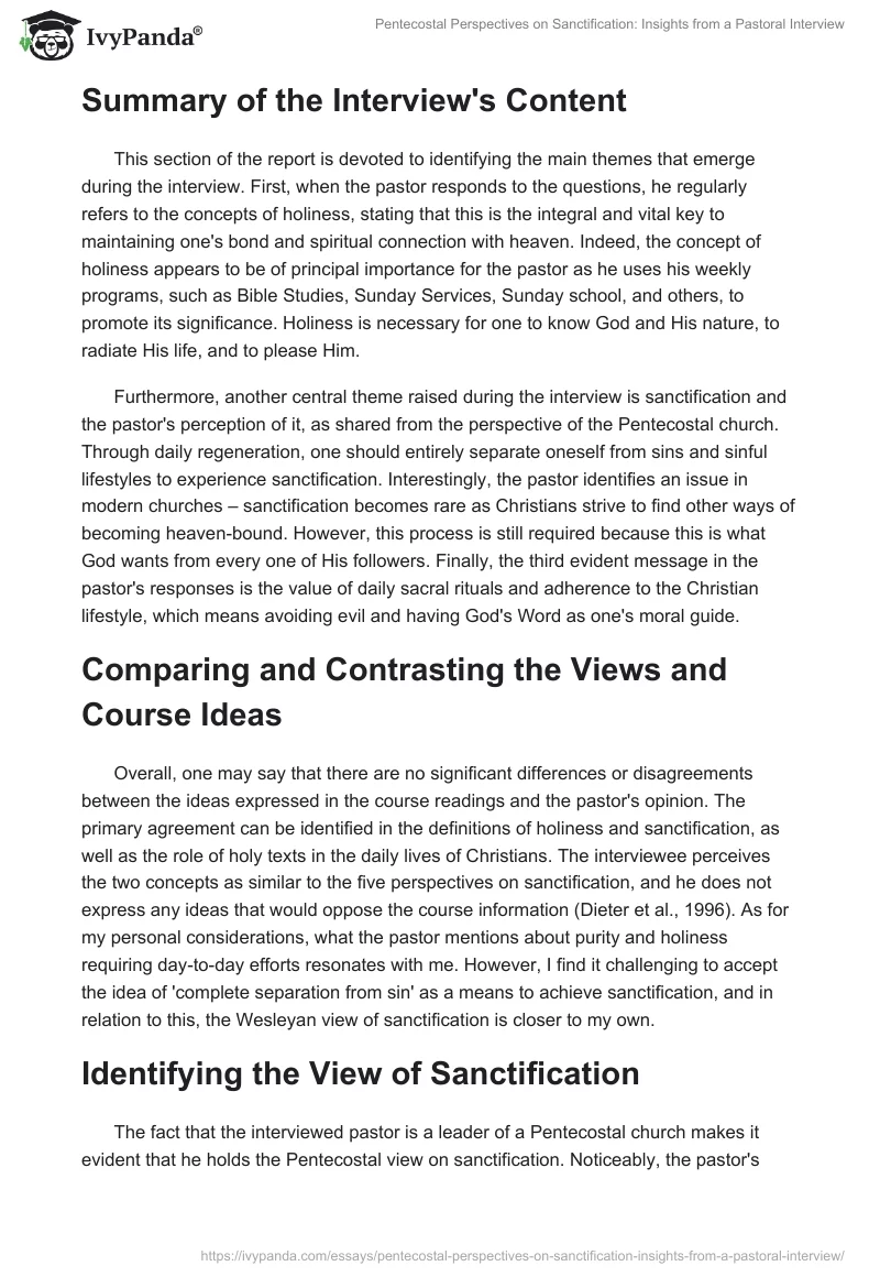 Pentecostal Perspectives on Sanctification: Insights from a Pastoral Interview. Page 2