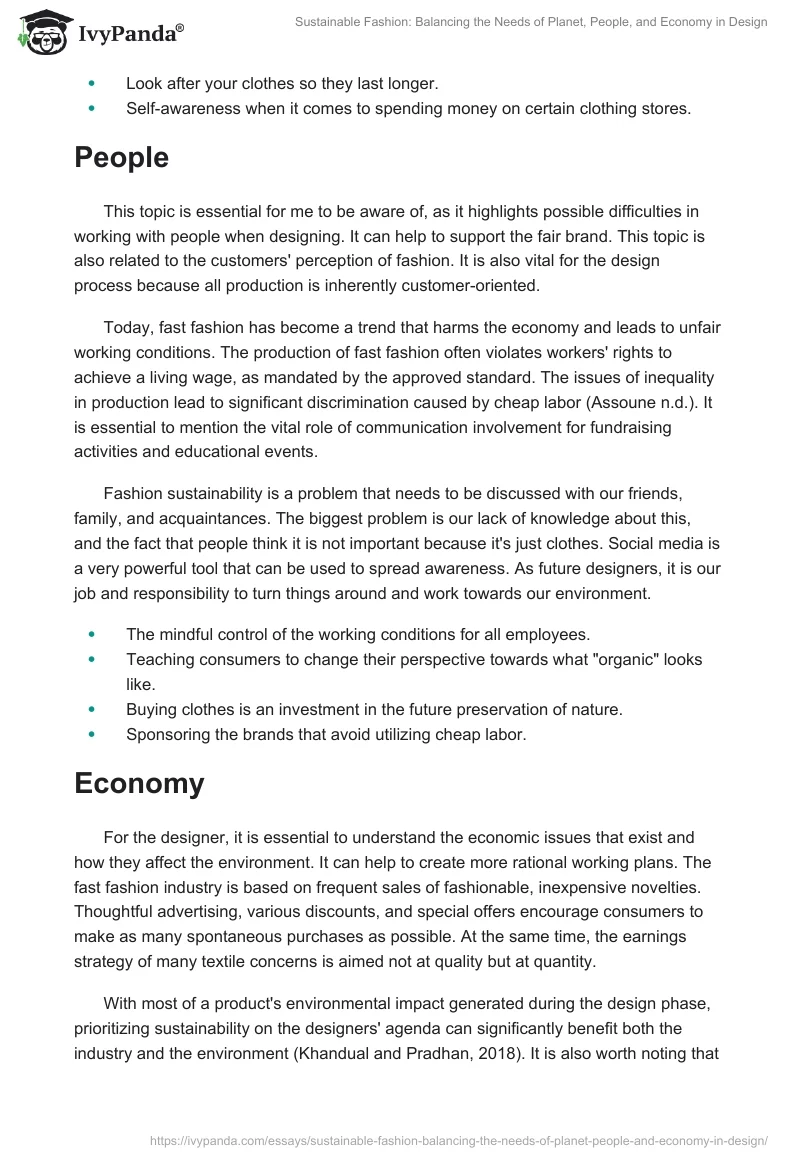 Sustainable Fashion: Balancing the Needs of Planet, People, and Economy in Design. Page 2