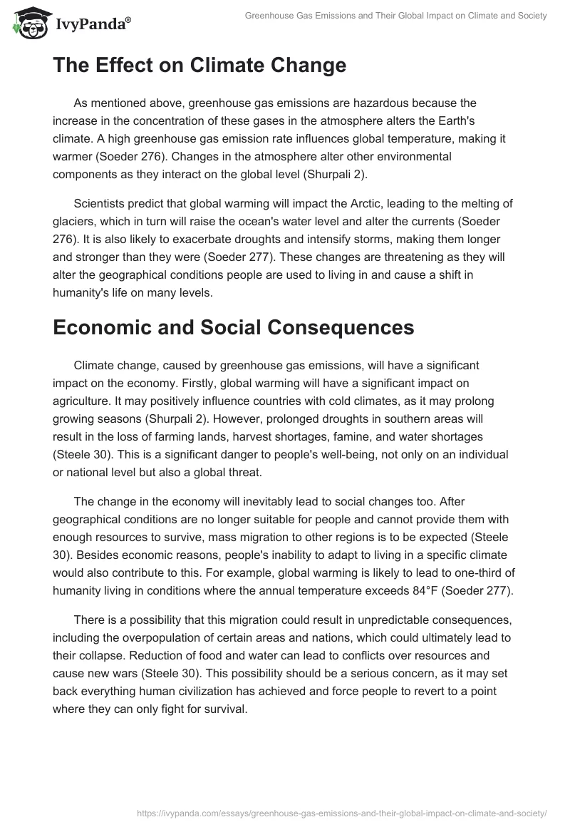 Greenhouse Gas Emissions and Their Global Impact on Climate and Society. Page 2