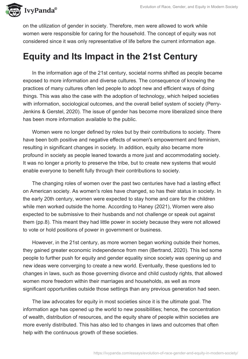 Evolution of Race, Gender, and Equity in Modern Society. Page 2