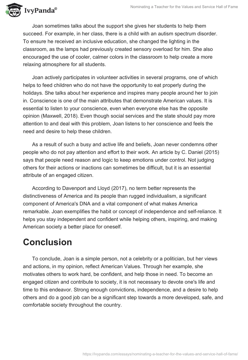 Nominating a Teacher for the Values and Service Hall of Fame. Page 2