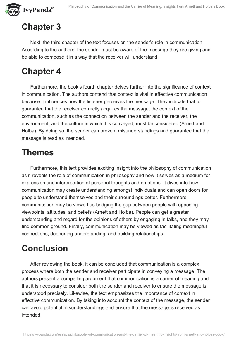 Philosophy of Communication and the Carrier of Meaning: Insights from Arnett and Holba’s Book. Page 2