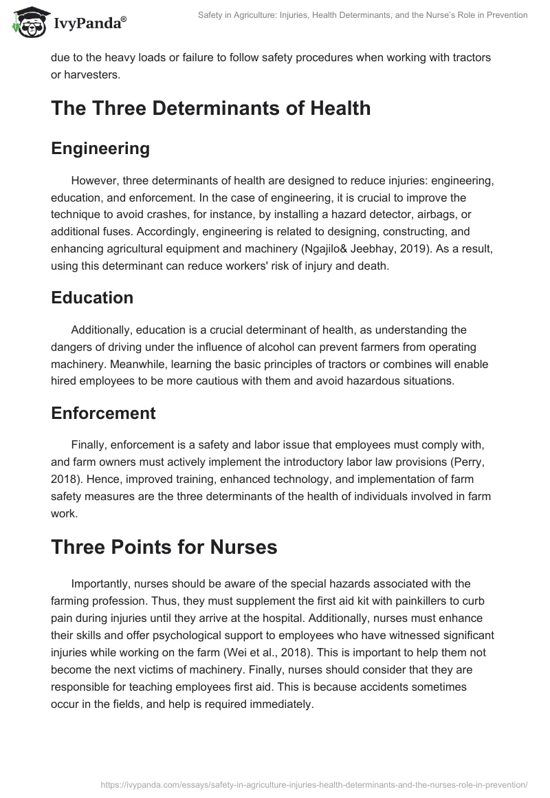 Safety in Agriculture: Injuries, Health Determinants, and the Nurse’s Role in Prevention. Page 2
