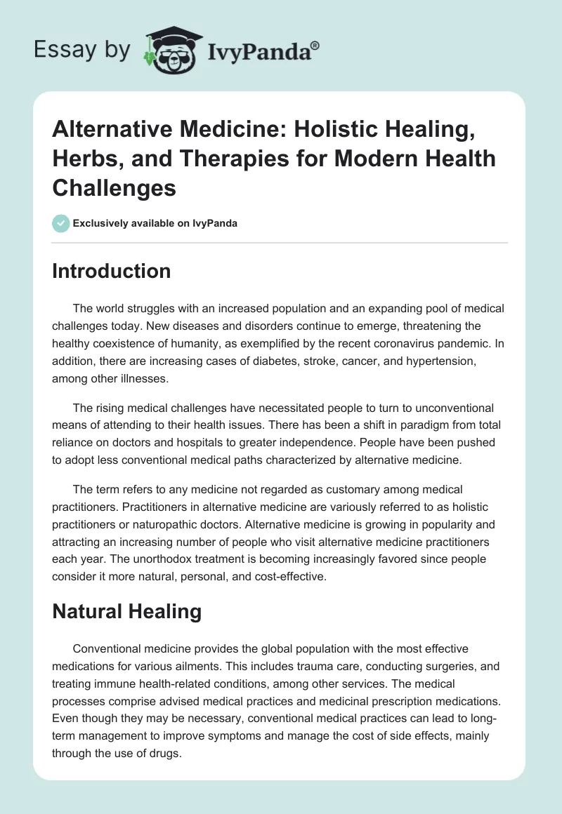 Alternative Medicine: Holistic Healing, Herbs, and Therapies for Modern Health Challenges. Page 1