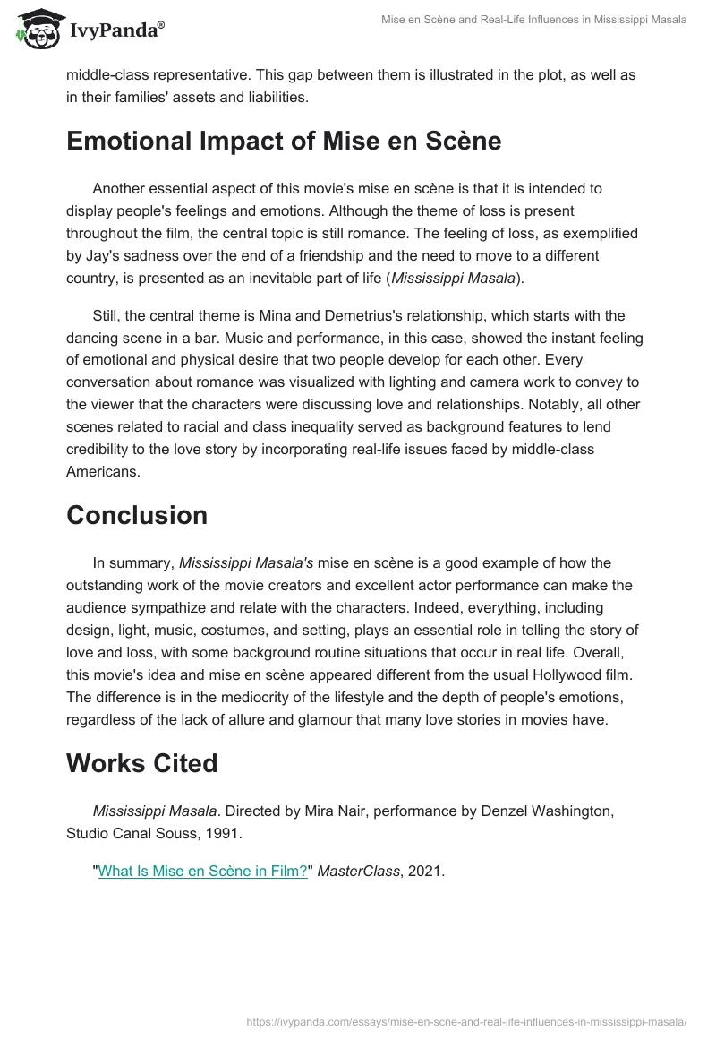 Mise en Scène and Real-Life Influences in Mississippi Masala. Page 2