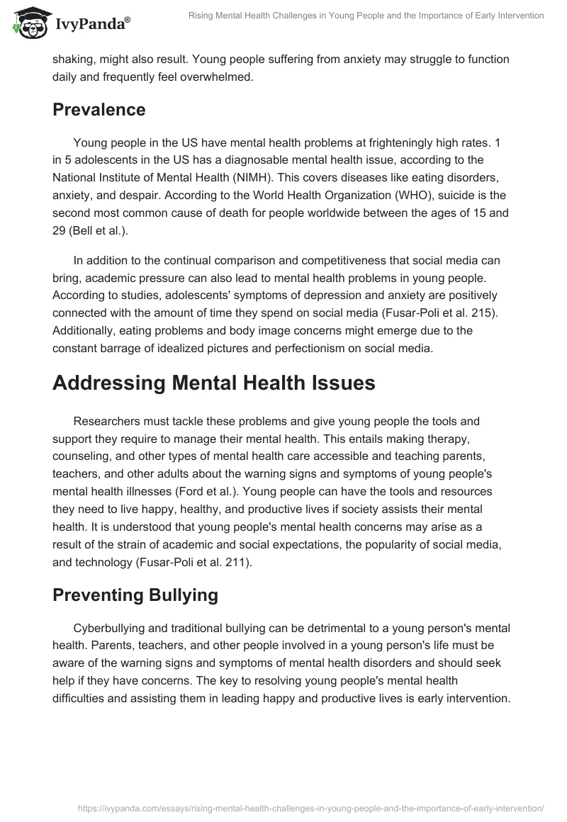 Rising Mental Health Challenges in Young People and the Importance of Early Intervention. Page 2