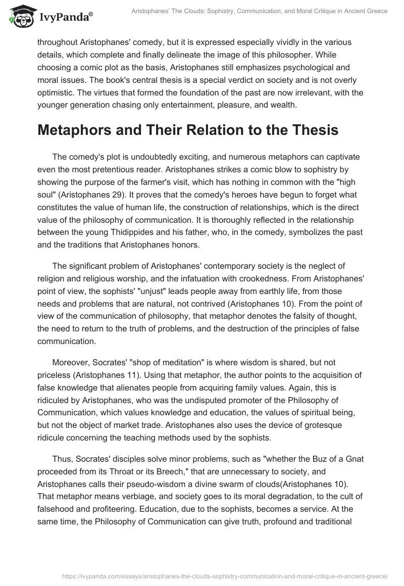 Aristophanes’ The Clouds: Sophistry, Communication, and Moral Critique in Ancient Greece. Page 2