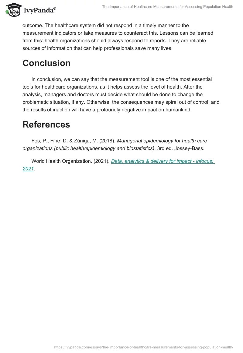 The Importance of Healthcare Measurements for Assessing Population Health. Page 2