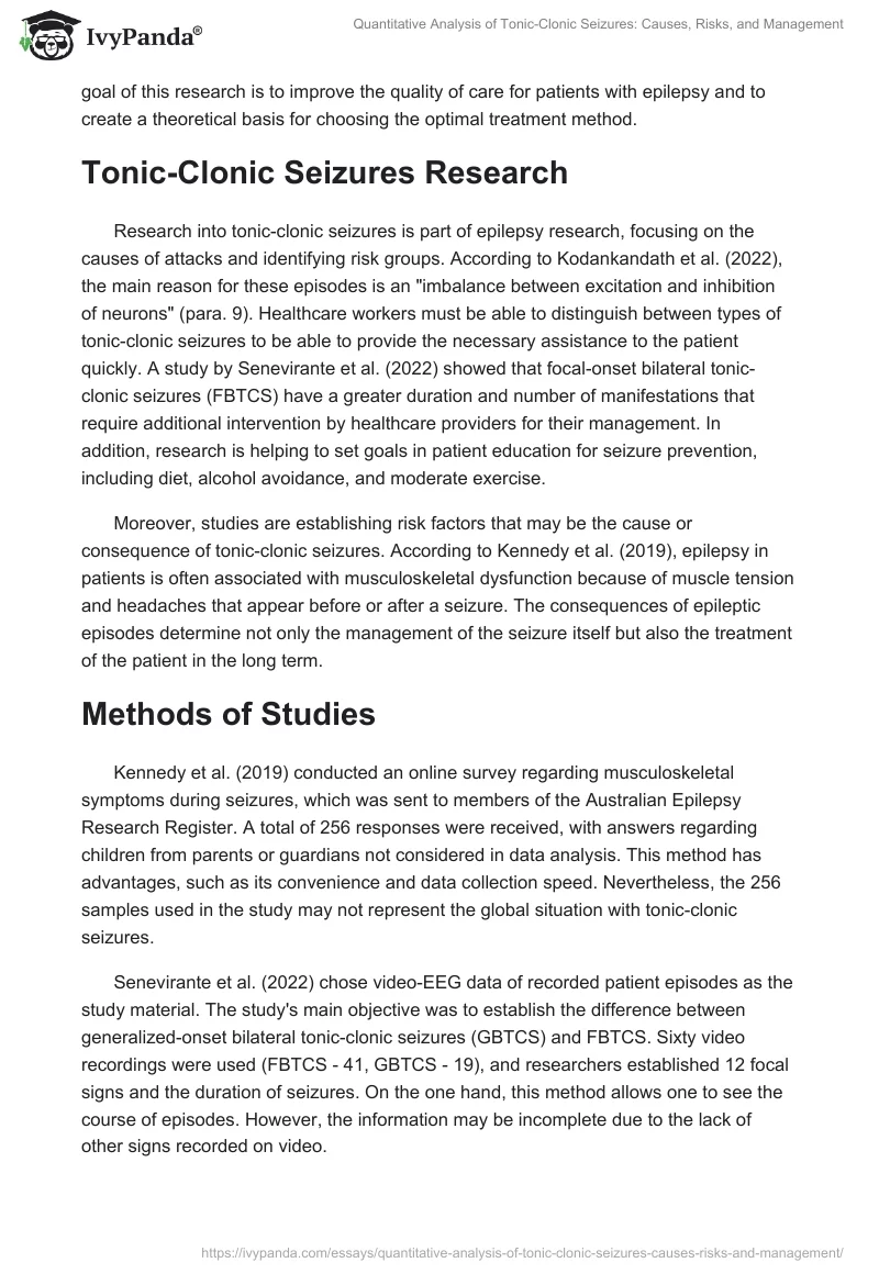 Quantitative Analysis of Tonic-Clonic Seizures: Causes, Risks, and Management. Page 2