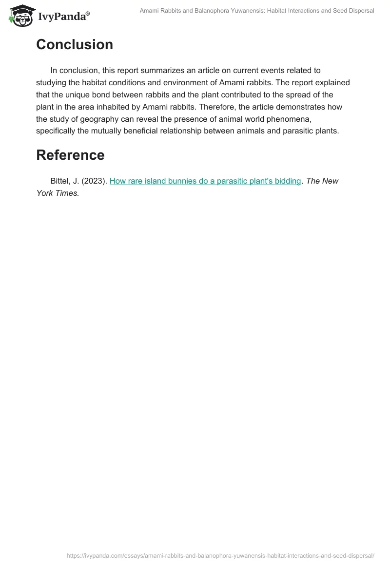 Amami Rabbits and Balanophora Yuwanensis: Habitat Interactions and Seed Dispersal. Page 2