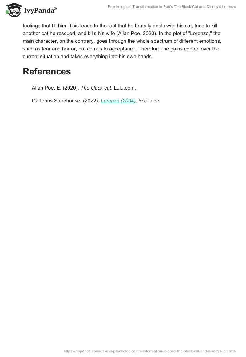 Psychological Transformation in Poe’s The Black Cat and Disney’s Lorenzo. Page 2