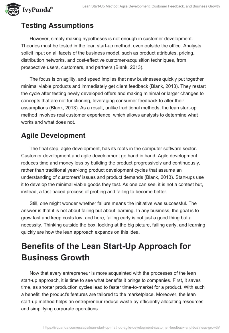 Lean Start-Up Method: Agile Development, Customer Feedback, and Business Growth. Page 2