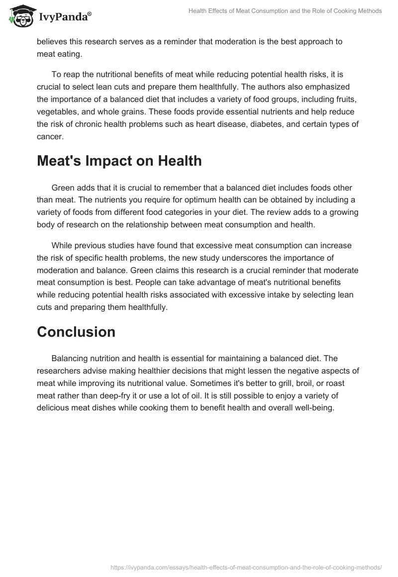 Health Effects of Meat Consumption and the Role of Cooking Methods. Page 2