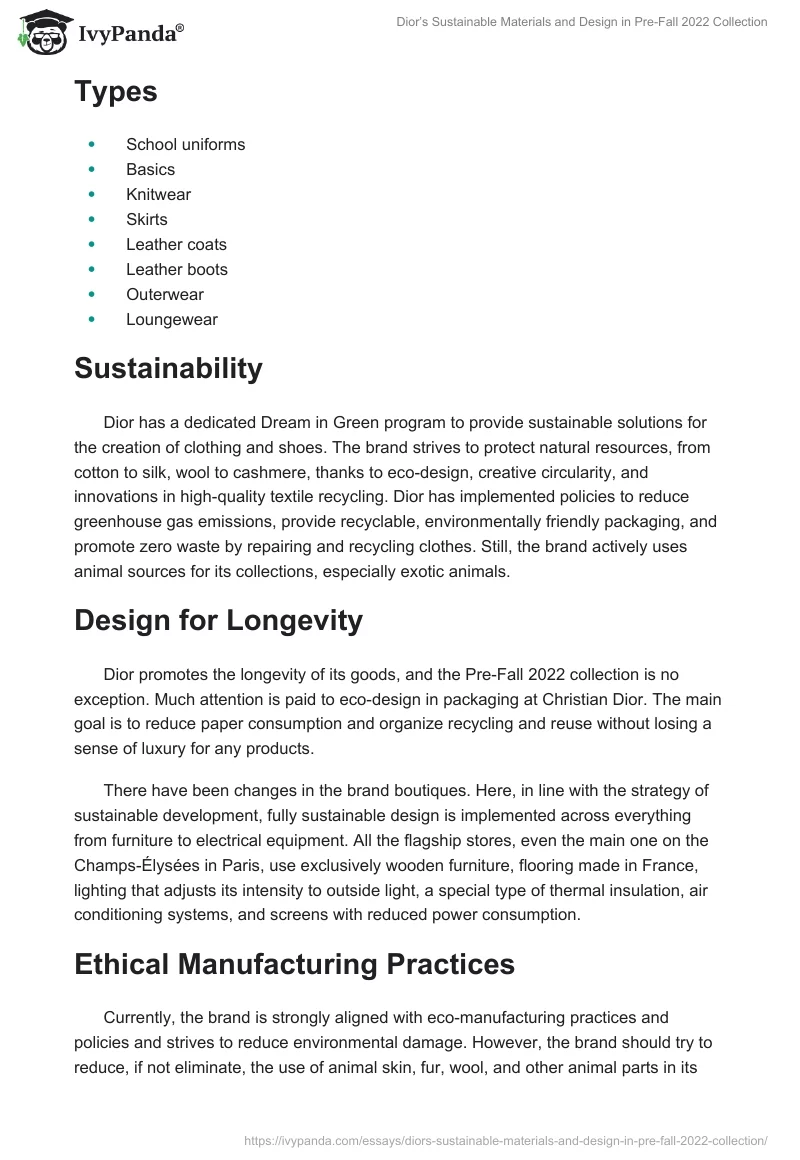 Dior’s Sustainable Materials and Design in Pre-Fall 2022 Collection. Page 2