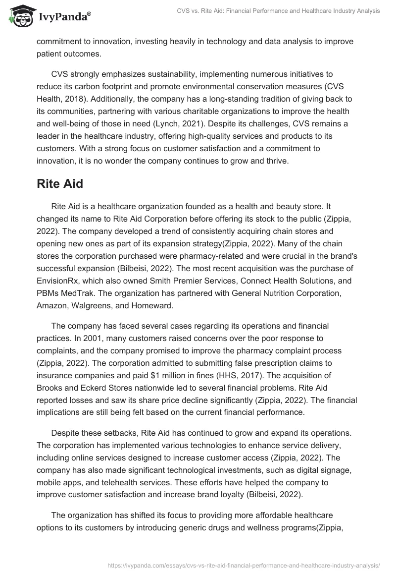 CVS vs. Rite Aid: Financial Performance and Healthcare Industry Analysis. Page 2