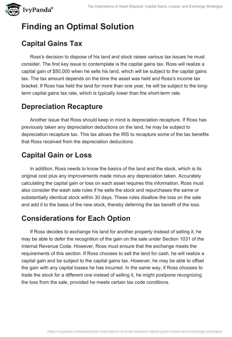 Tax Implications of Asset Disposal: Capital Gains, Losses, and Exchange Strategies. Page 2