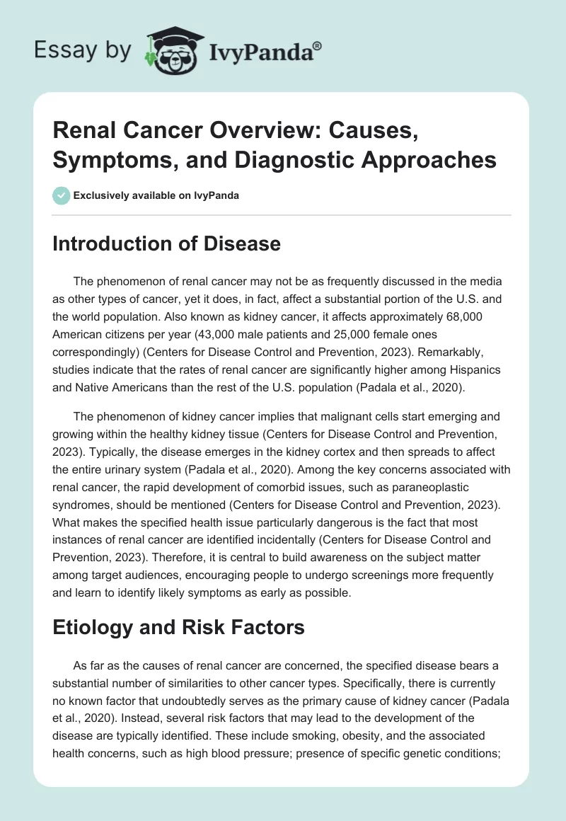 Renal Cancer Overview: Causes, Symptoms, and Diagnostic Approaches. Page 1