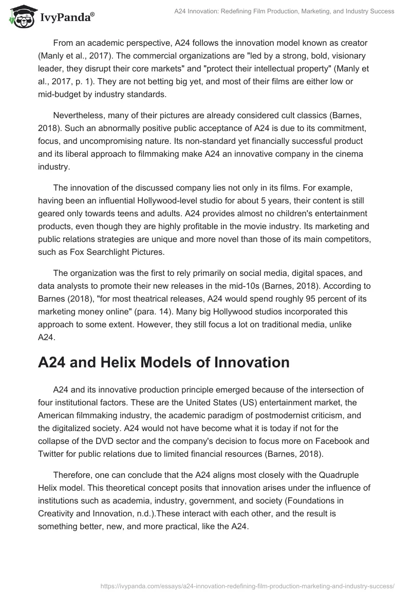 A24 Innovation: Redefining Film Production, Marketing, and Industry Success. Page 2