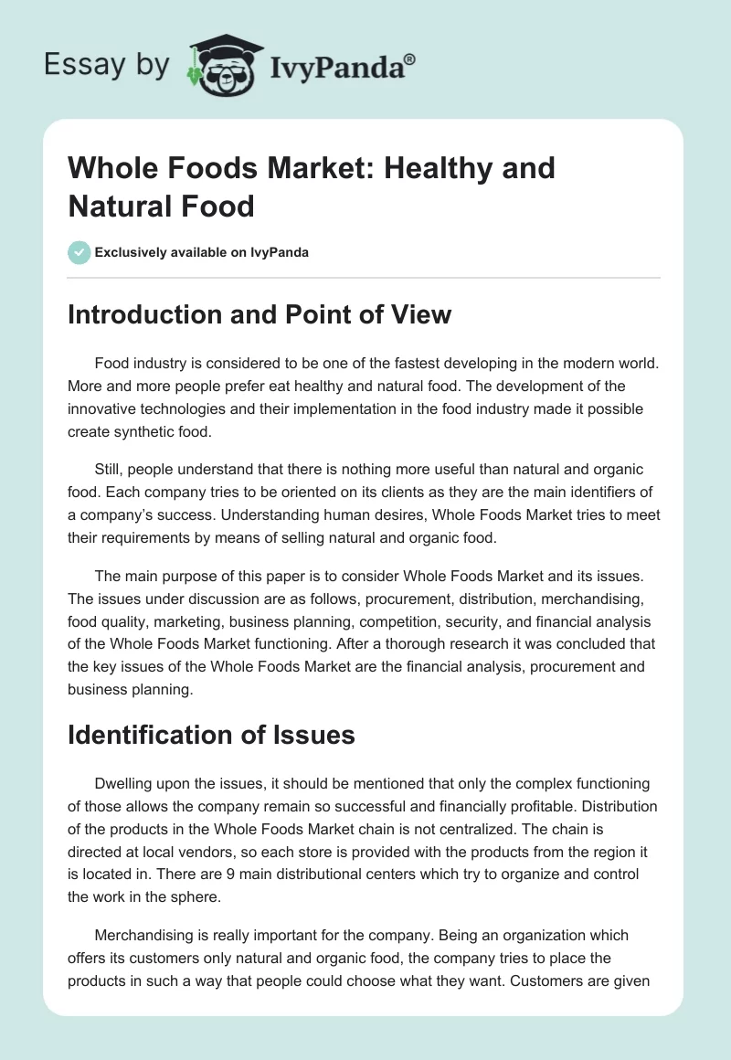Whole Foods Market: Healthy and Natural Food. Page 1