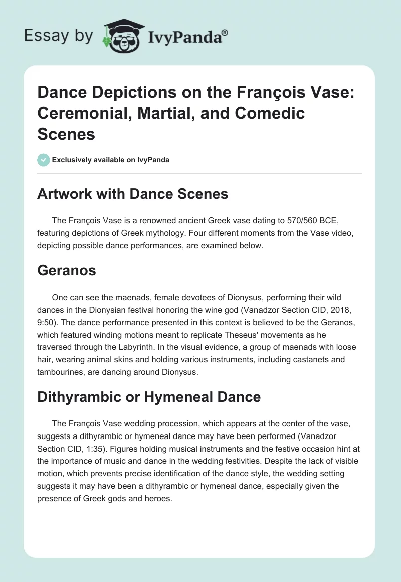 Dance Depictions on the François Vase: Ceremonial, Martial, and Comedic Scenes. Page 1