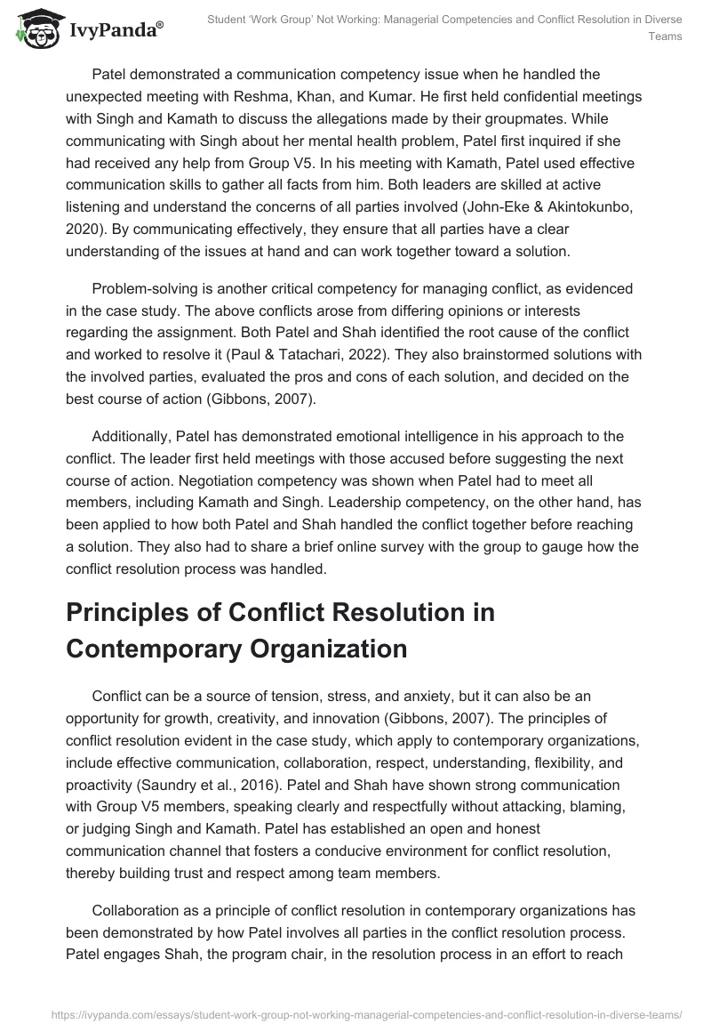 Student ‘Work Group’ Not Working: Managerial Competencies and Conflict Resolution in Diverse Teams. Page 2