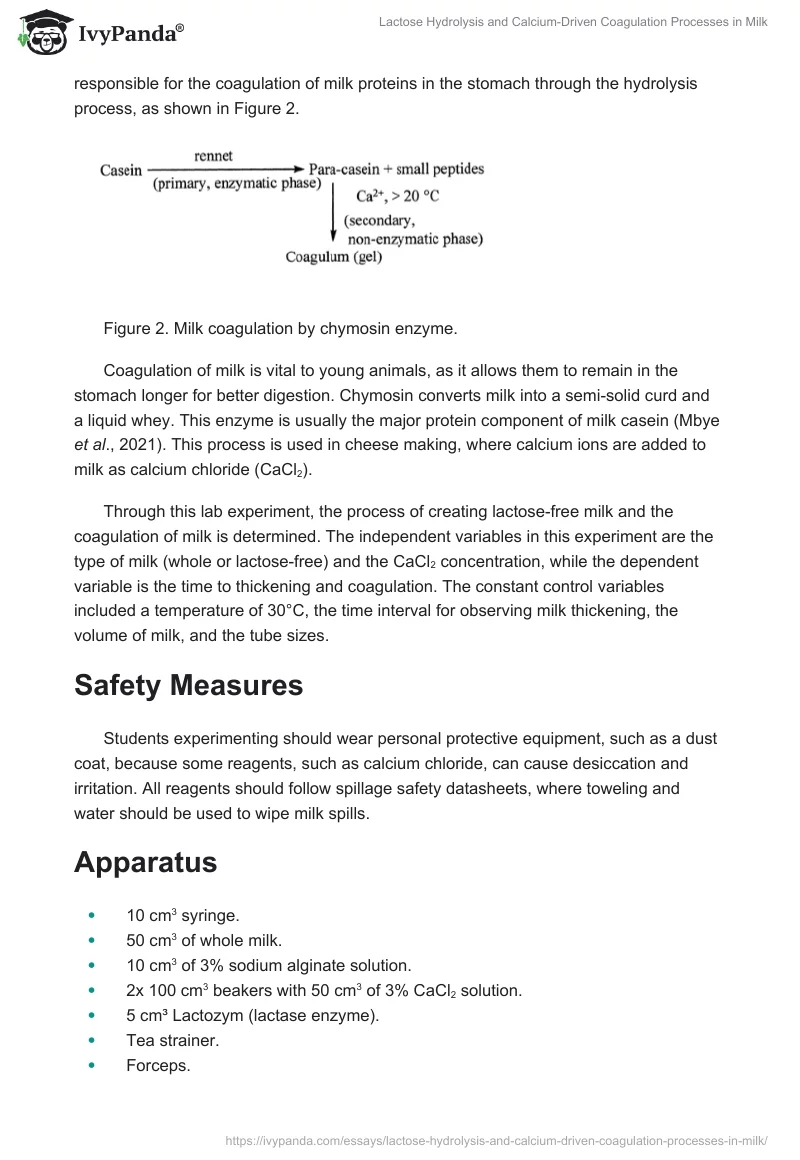 Lactose Hydrolysis and Calcium-Driven Coagulation Processes in Milk. Page 2