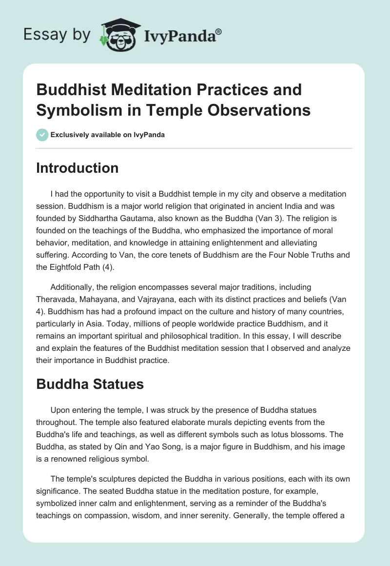 Buddhist Meditation Practices and Symbolism in Temple Observations. Page 1