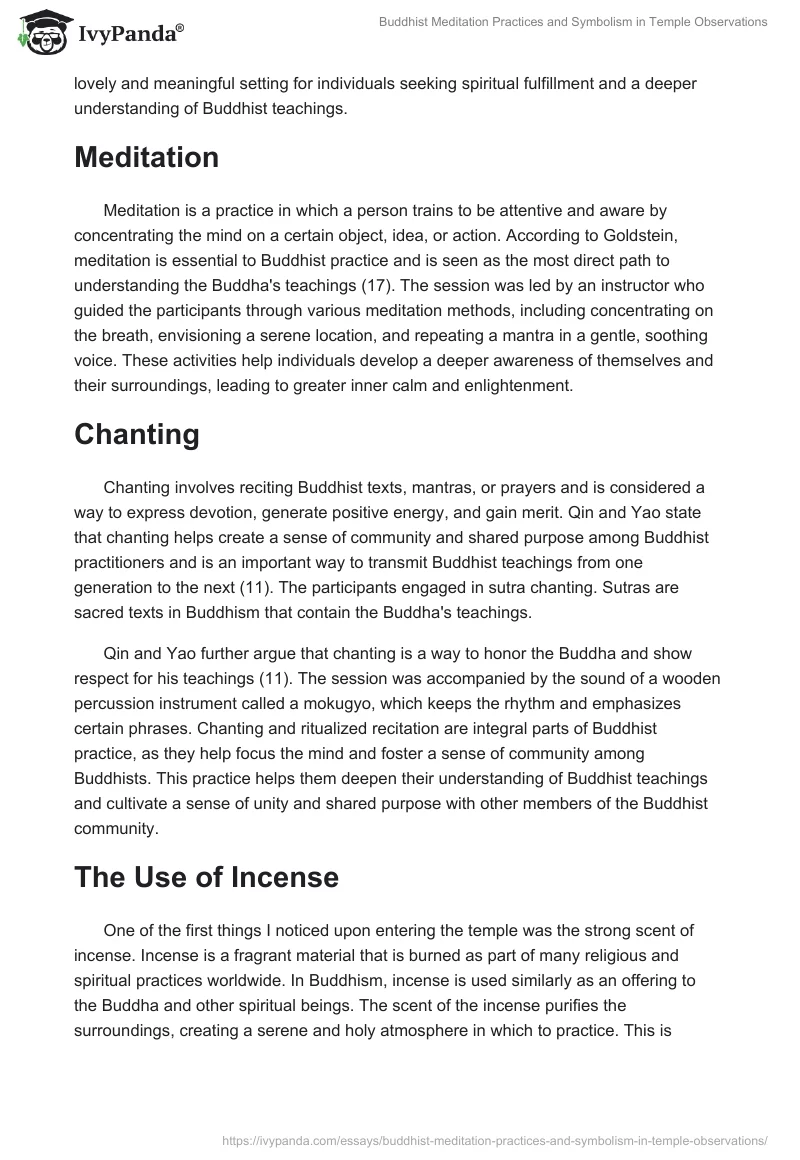 Buddhist Meditation Practices and Symbolism in Temple Observations. Page 2