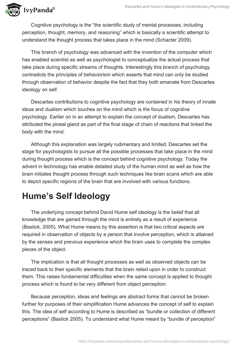 Descartes and Hume’s Ideologies in Contemporary Psychology. Page 4