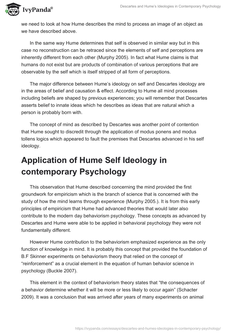 Descartes and Hume’s Ideologies in Contemporary Psychology. Page 5