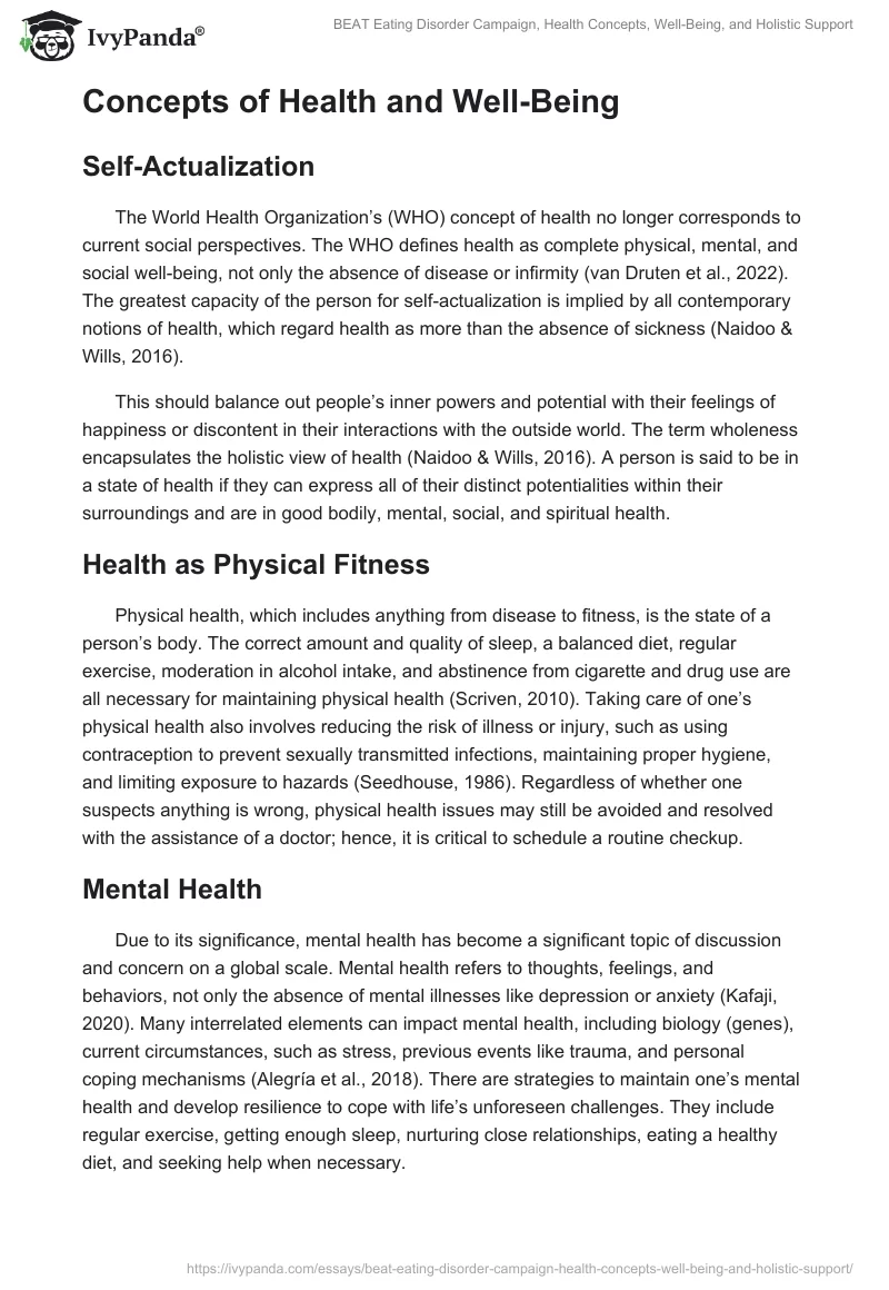 BEAT Eating Disorder Campaign, Health Concepts, Well-Being, and Holistic Support. Page 2