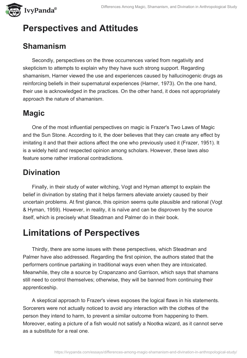 Differences Among Magic, Shamanism, and Divination in Anthropological Study. Page 2