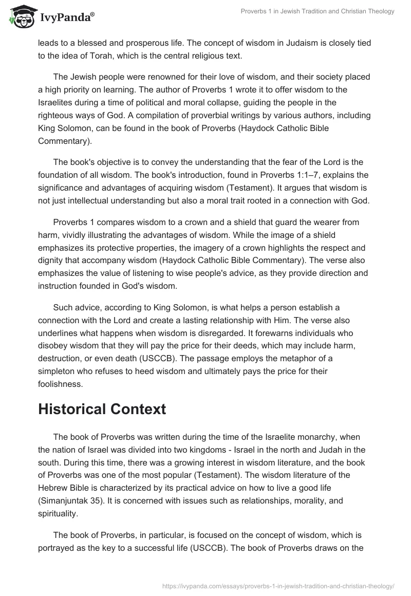 Proverbs 1 in Jewish Tradition and Christian Theology. Page 2