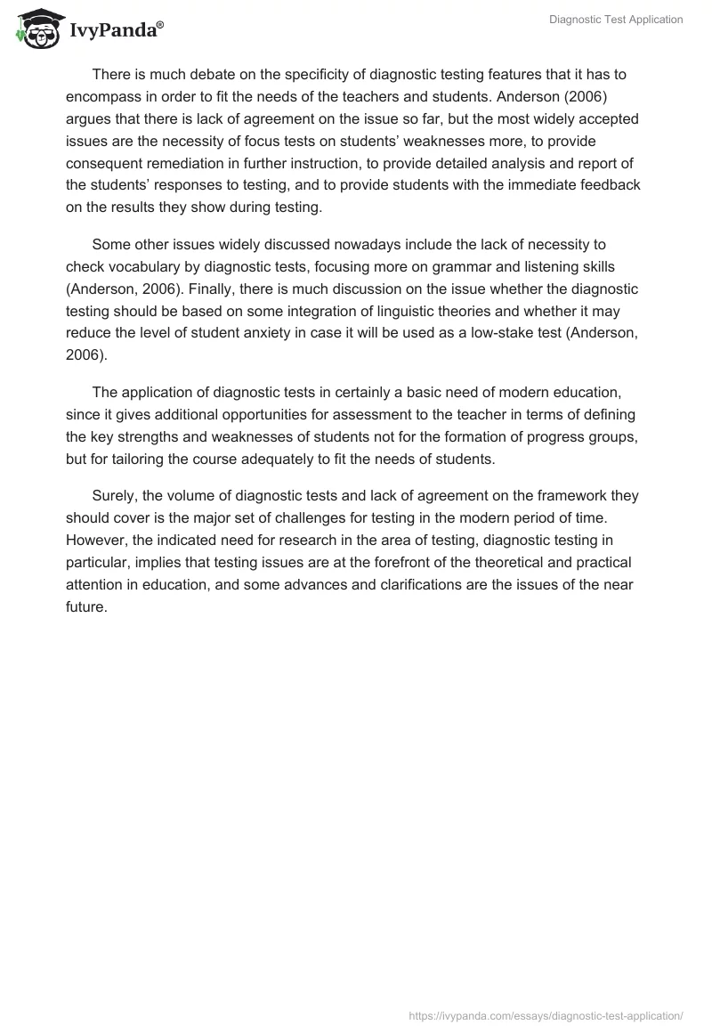 Diagnostic Test Application. Page 2
