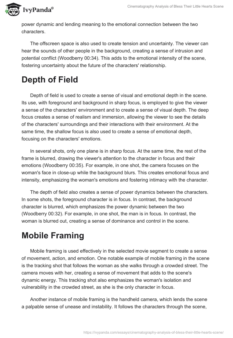 Cinematography Analysis of "Bless Their Little Hearts" Scene. Page 2