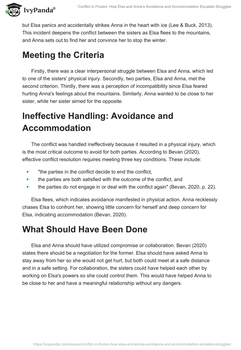 Conflict in Frozen: How Elsa and Anna’s Avoidance and Accommodation Escalate Struggles. Page 2
