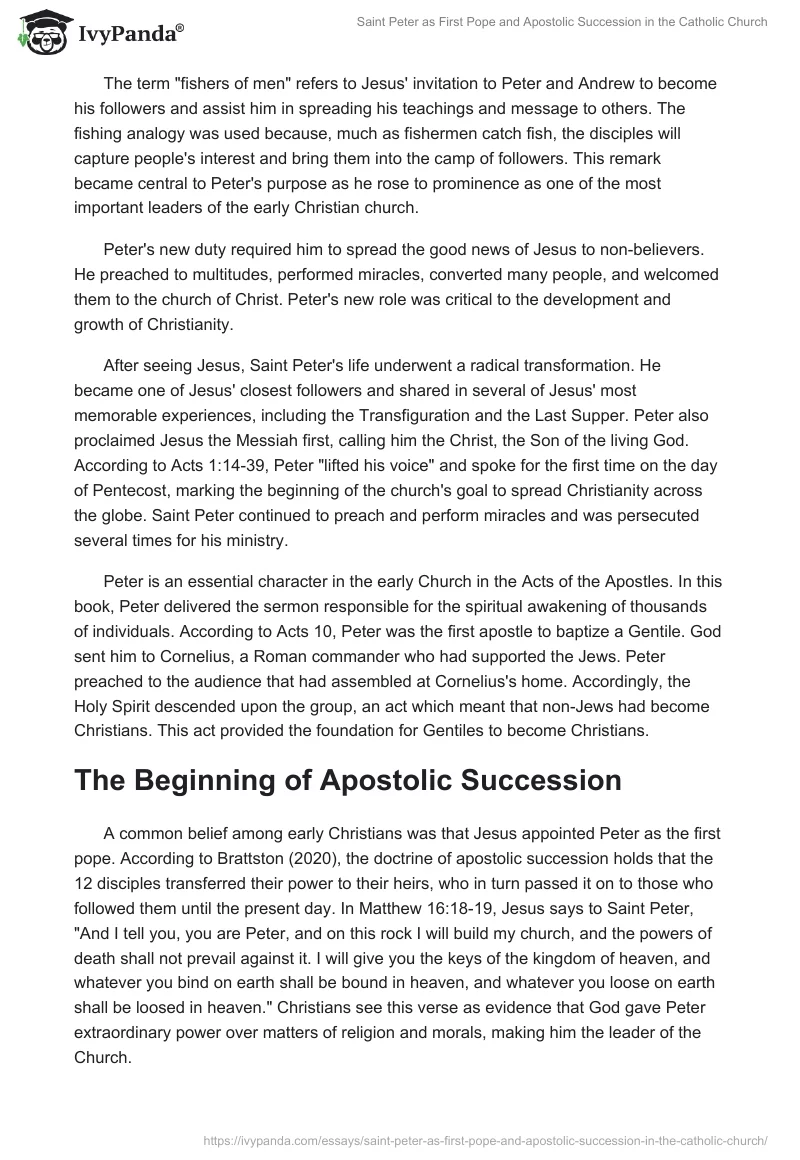 Saint Peter as First Pope and Apostolic Succession in the Catholic Church. Page 2