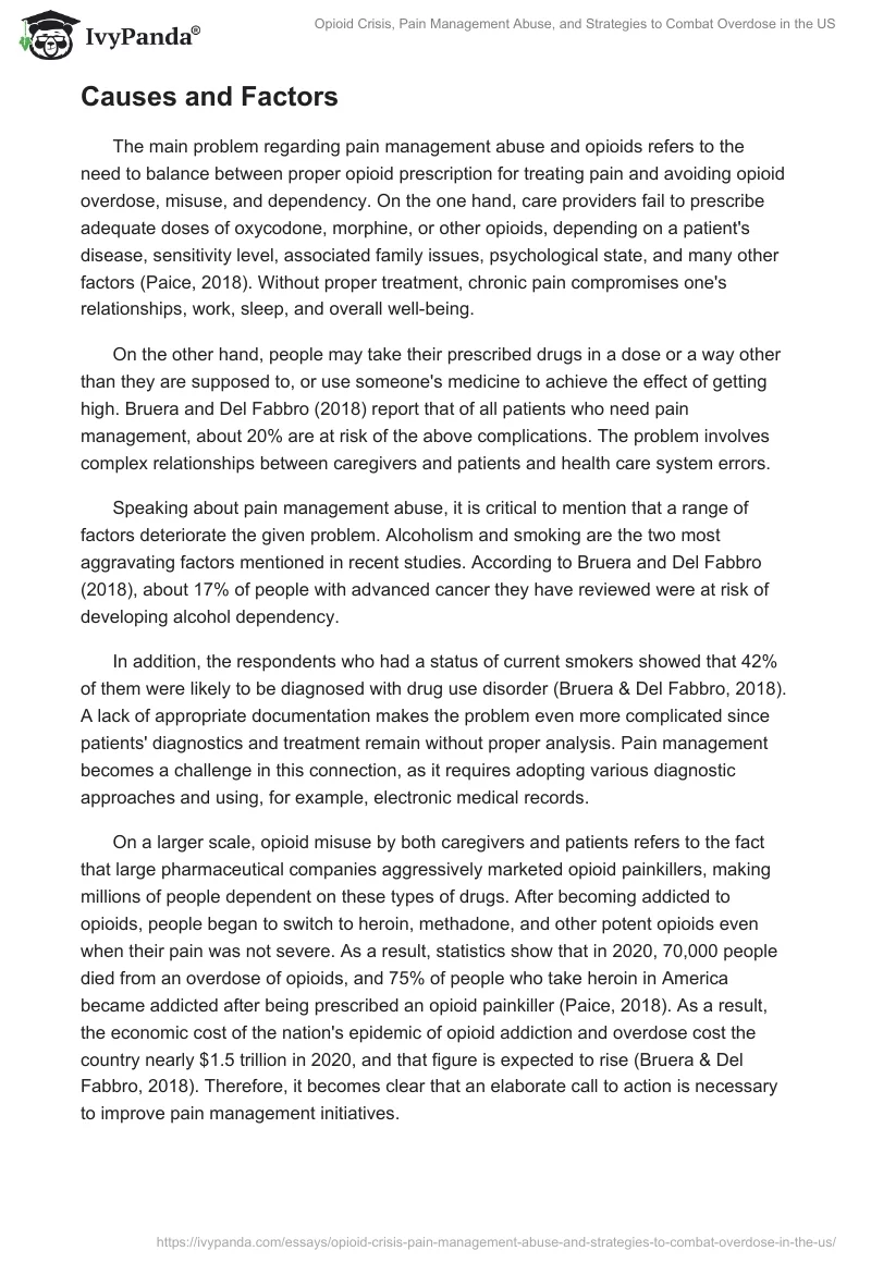 Opioid Crisis, Pain Management Abuse, and Strategies to Combat Overdose in the US. Page 2